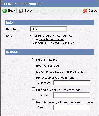 Create a name and rules for the filter