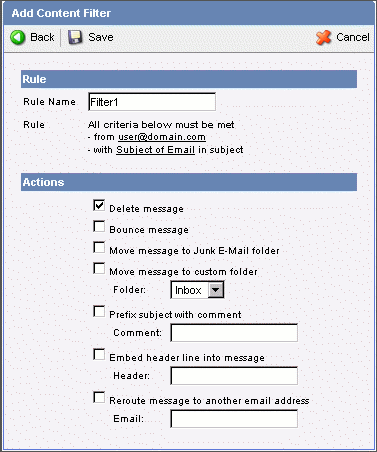 Create a name and rules for the filter